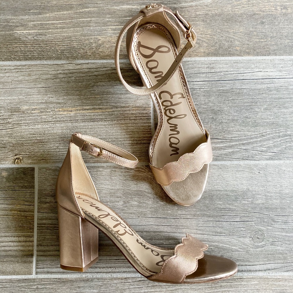 Sam Edelman Odila Blush Rose Gold Chunky Heels